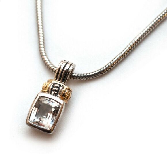 LAGOS Jewelry - LAGOS Sterling Silver 18K Yellow Gold White Topaz Pendant Necklace